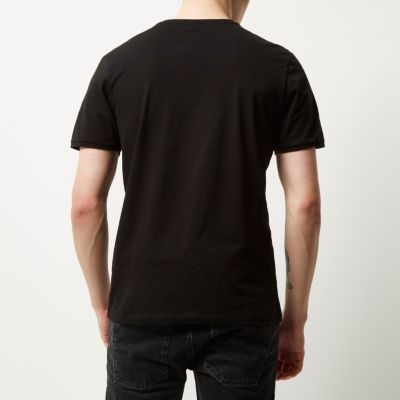 Black textured chest pocket t-shirt